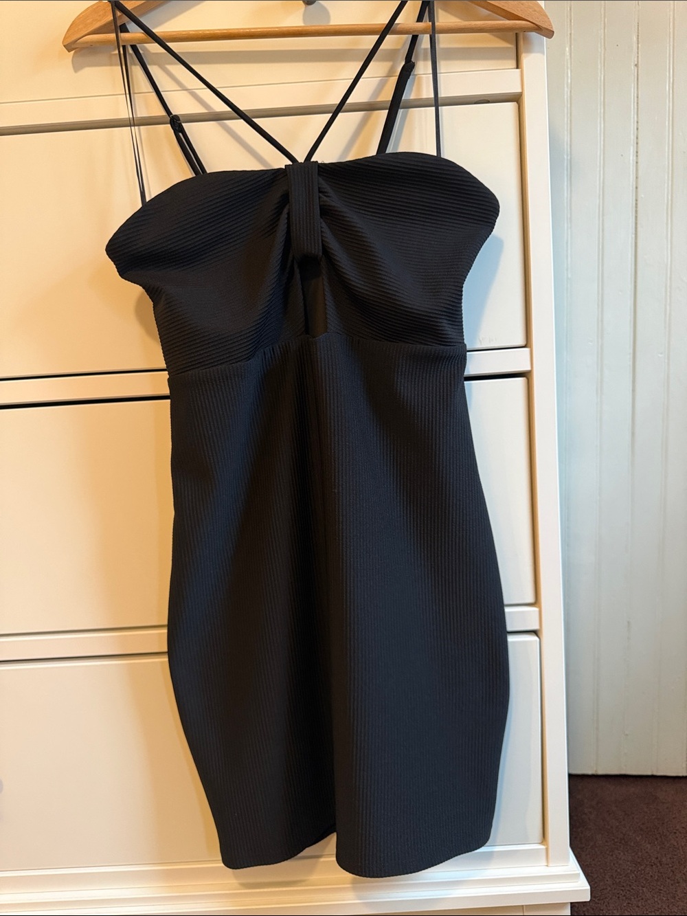 EXPRESS Strappy Ribbed Bodycon Dress